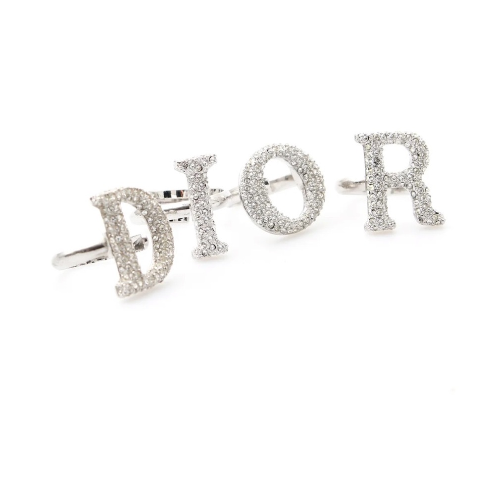 Dior Sparkling Silver Letter Rings